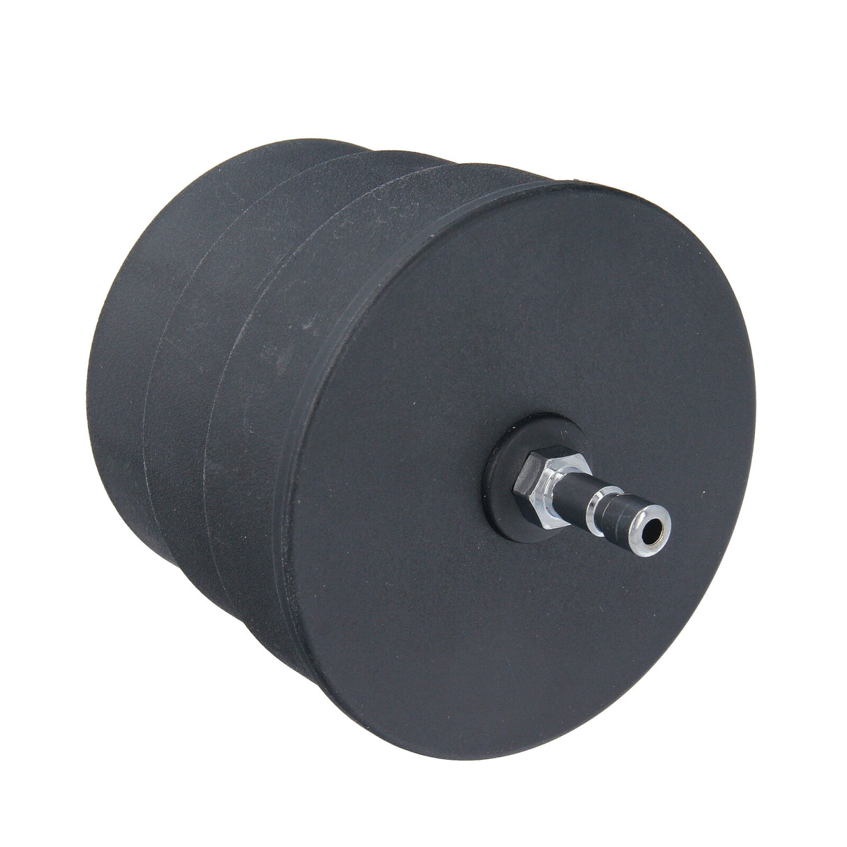 Close-up of the extra-large stepped sizes: 80mm, 85mm, 90mm on the turbo boost leak tester adapter for very large hoses.