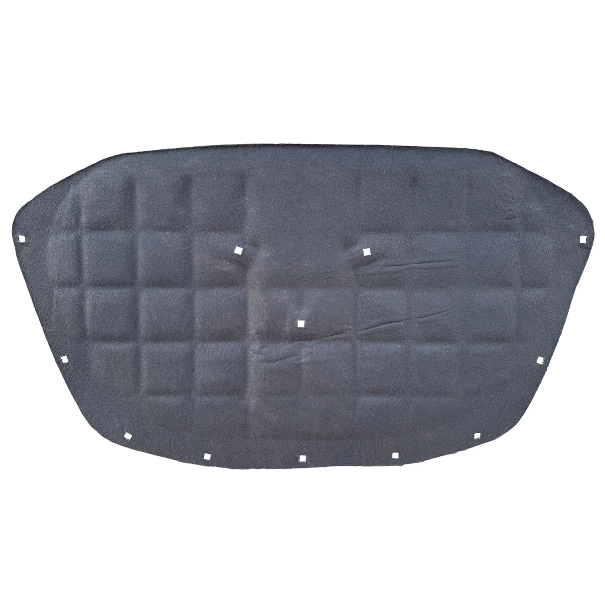 Side view of hood insulation mat showing thickness and material structure