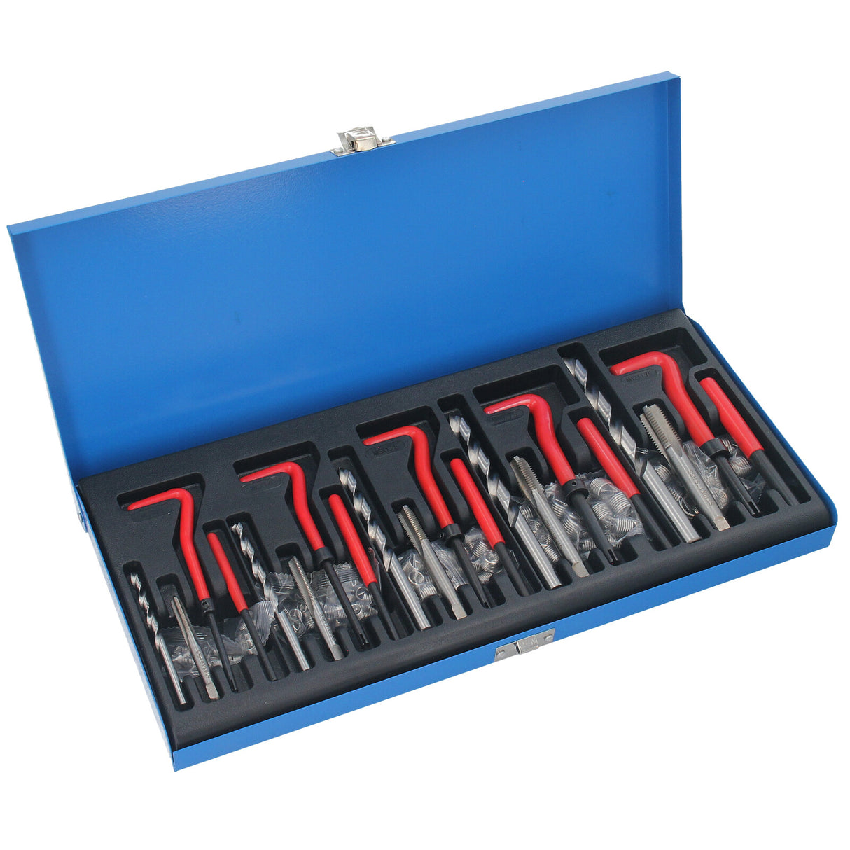 Kit de réparation de filetage 130 pièces M5-M6-M8-M10-M12 Inserts de foret de filetage Manchons Outils de filetage Renouvellement de manchons de filetage