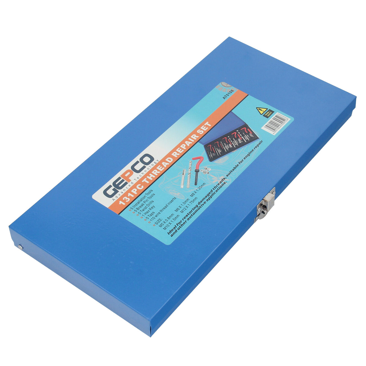 Kit de réparation de filetage 130 pièces M5-M6-M8-M10-M12 Inserts de foret de filetage Manchons Outils de filetage Renouvellement de manchons de filetage