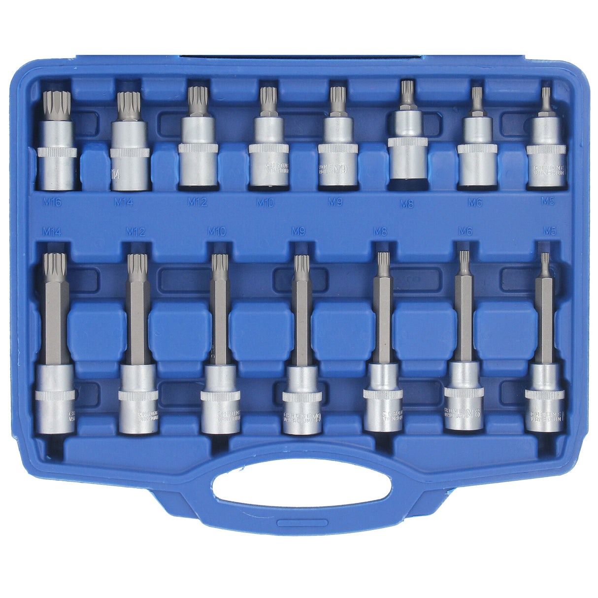 Jeu d'embouts GEPCO 26 pièces, entraînement carré interne 1/2", multi-dents pour XZN M5-M16