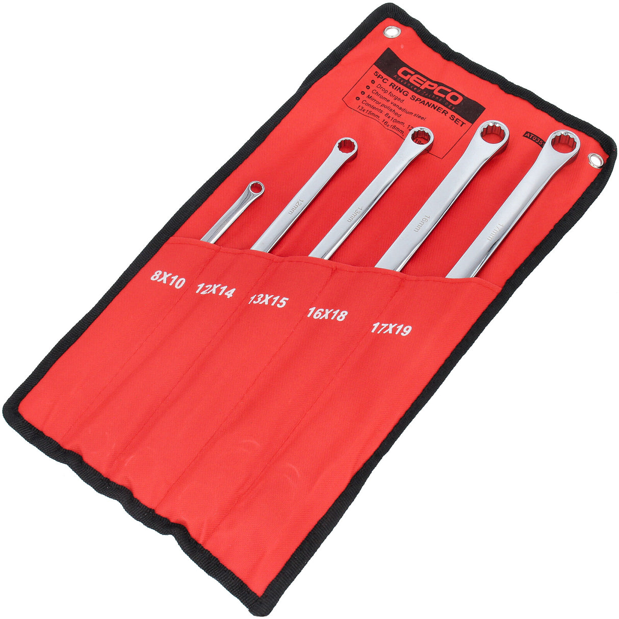 Jeu de 5 clés polygonales doubles. Clés multidents 8x10, 12x14, 13x15, 16x18, 17x19