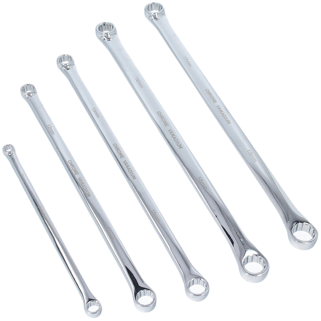 Jeu de 5 clés polygonales doubles. Clés multidents 8x10, 12x14, 13x15, 16x18, 17x19