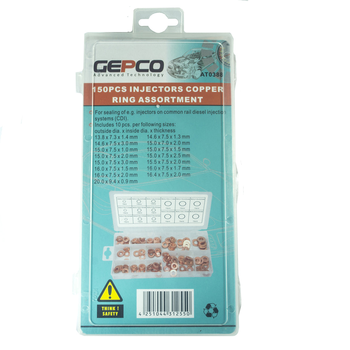 Assortiment de 150 bagues d'étanchéité en cuivre pour injecteurs, plusieurs tailles, pour systèmes d'injection diesel à rampe commune, bagues d'étanchéité en cuivre CDI