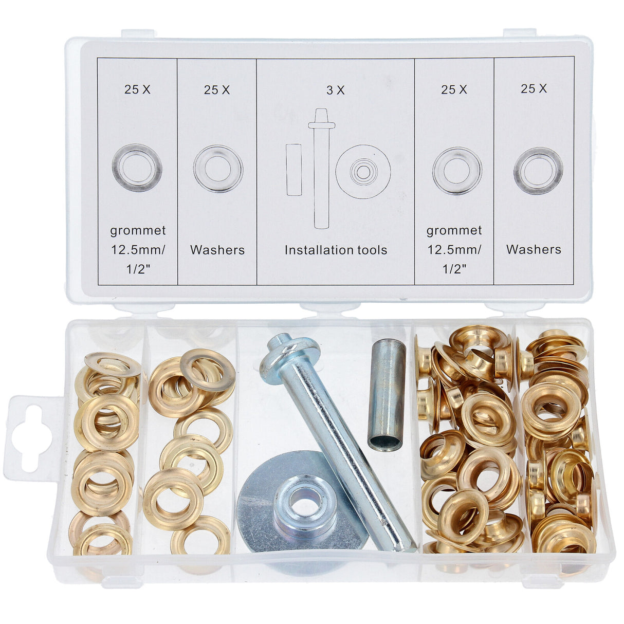 Nouvel ensemble d'installation d'œillets, SET de 103 pièces Ensemble d'œillets de renfort de trou Ensemble d'œillets de bâche Assortiment Œillets ronds Œillets d'impact