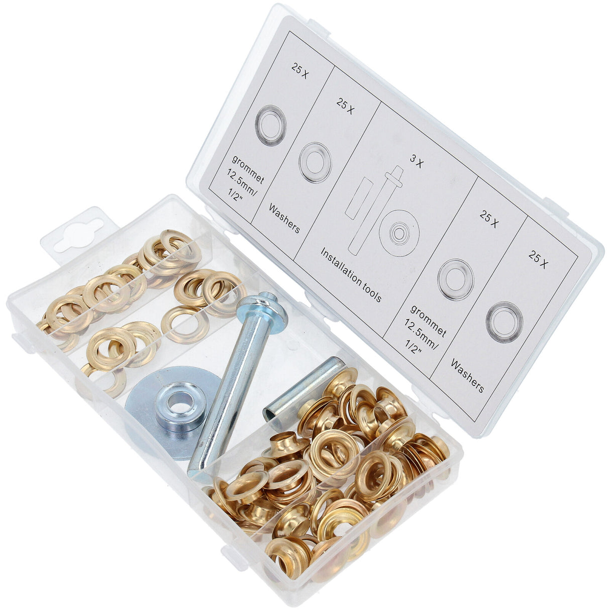 Nouvel ensemble d'installation d'œillets, SET de 103 pièces Ensemble d'œillets de renfort de trou Ensemble d'œillets de bâche Assortiment Œillets ronds Œillets d'impact