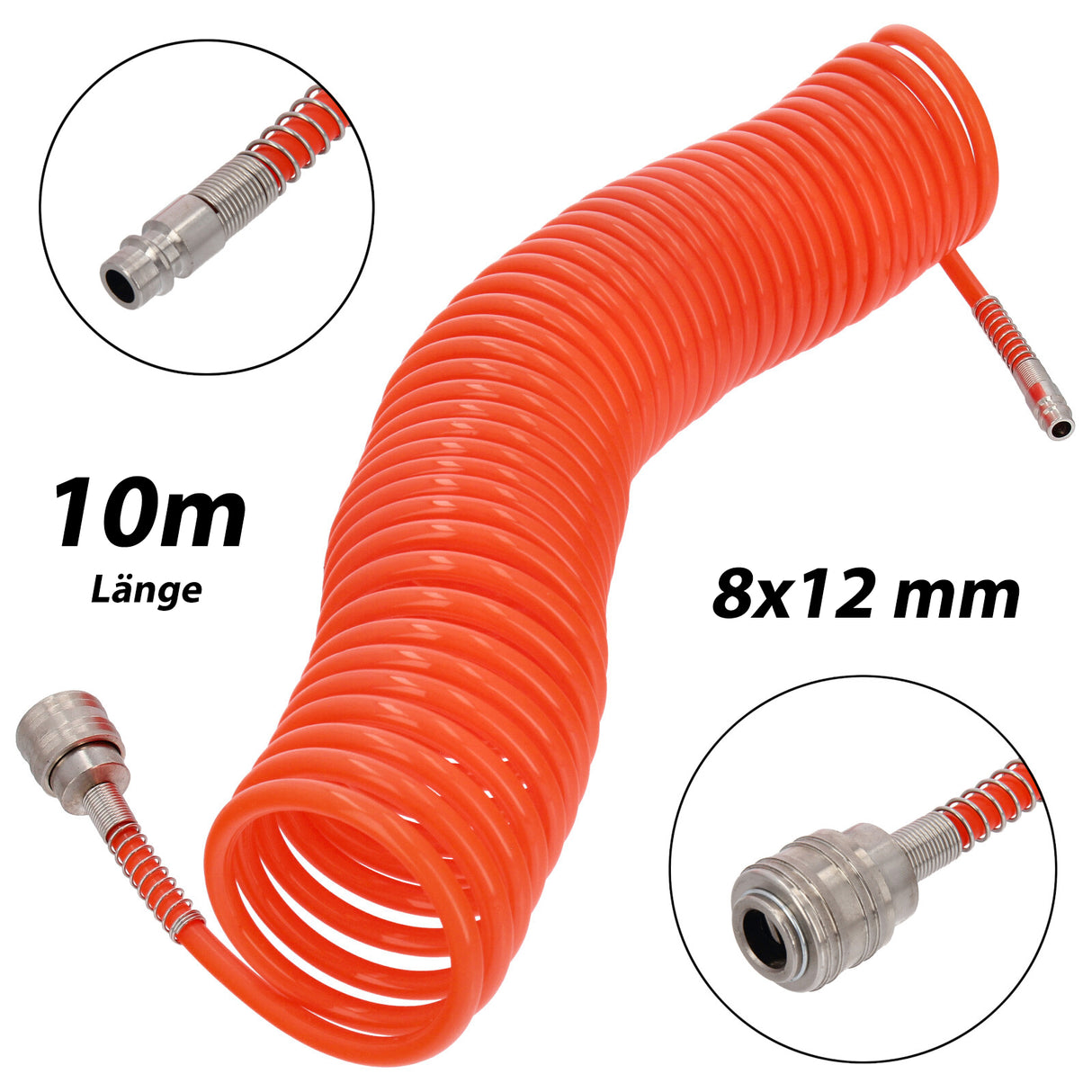 Tuyau spiralé pour air comprimé 1/4' PE 8x12mm 10m