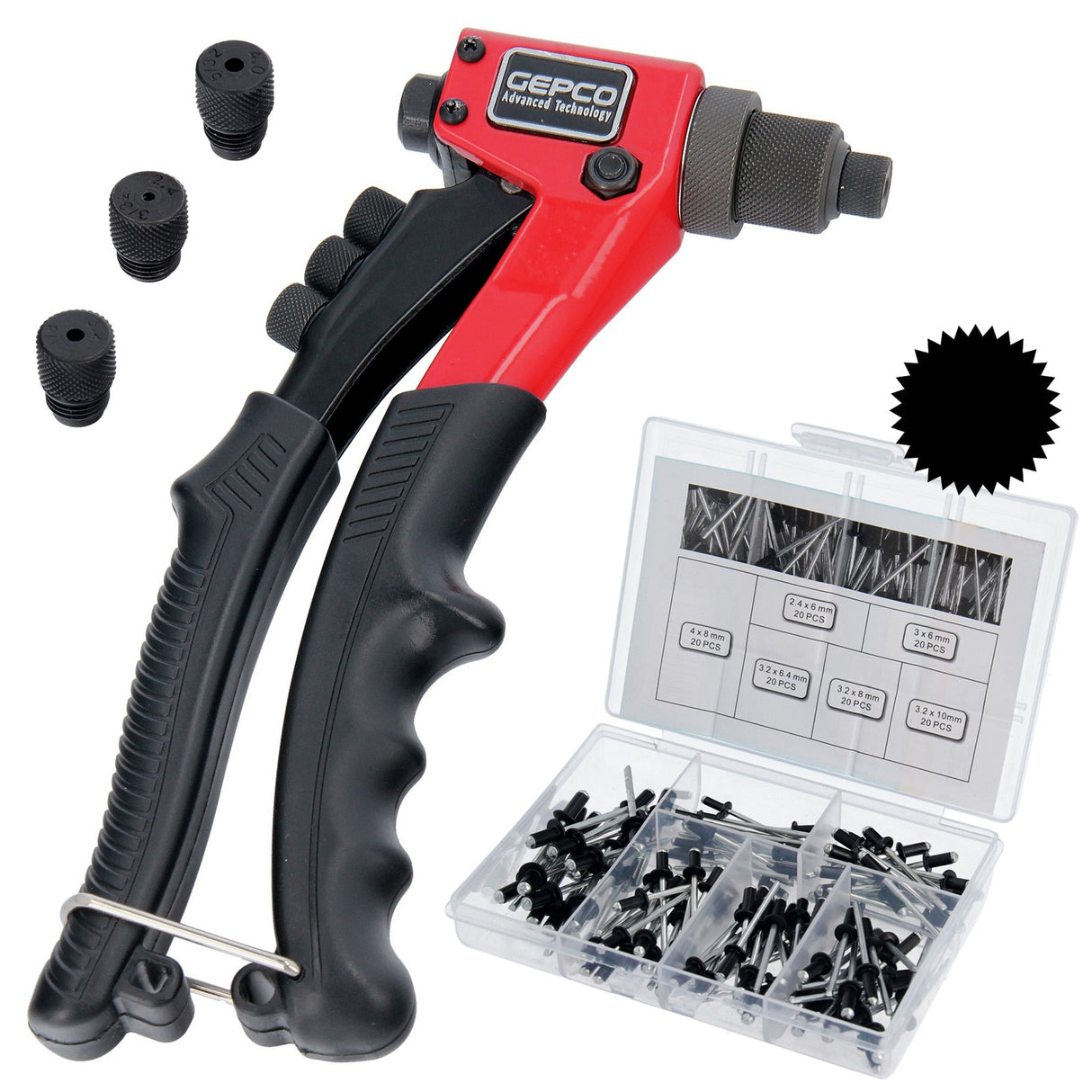 Pince professionnelle pour rivets pop, pince pour rivets aveugles, pince à rivets avec rivets aveugles, lot de 120 pièces