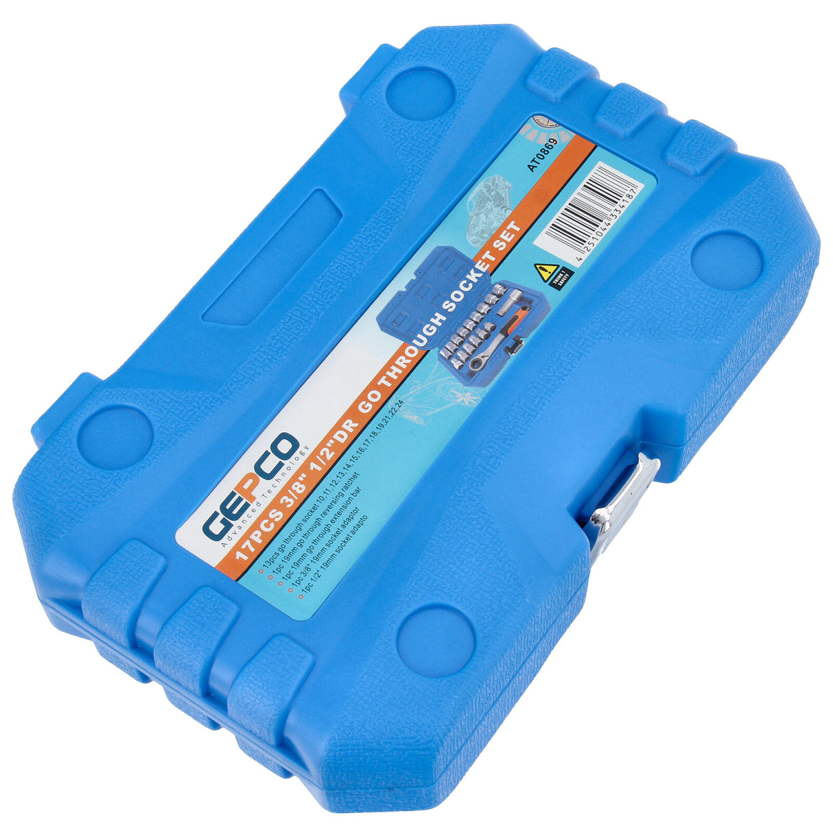 Jeu de clés à douille traversantes 10-24 mm et cliquet réversible 19 mm 3/8" 1/2" 17 pièces.