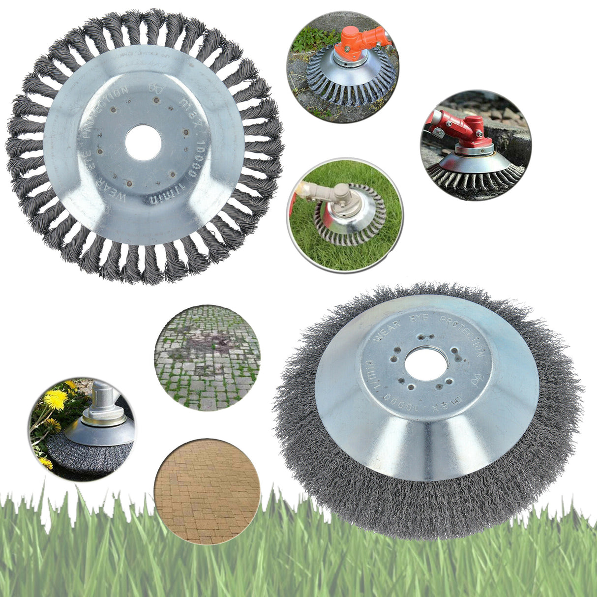 2x Brosses à mauvaises herbes professionnelles souples et tressées 25,4 x 200 mm