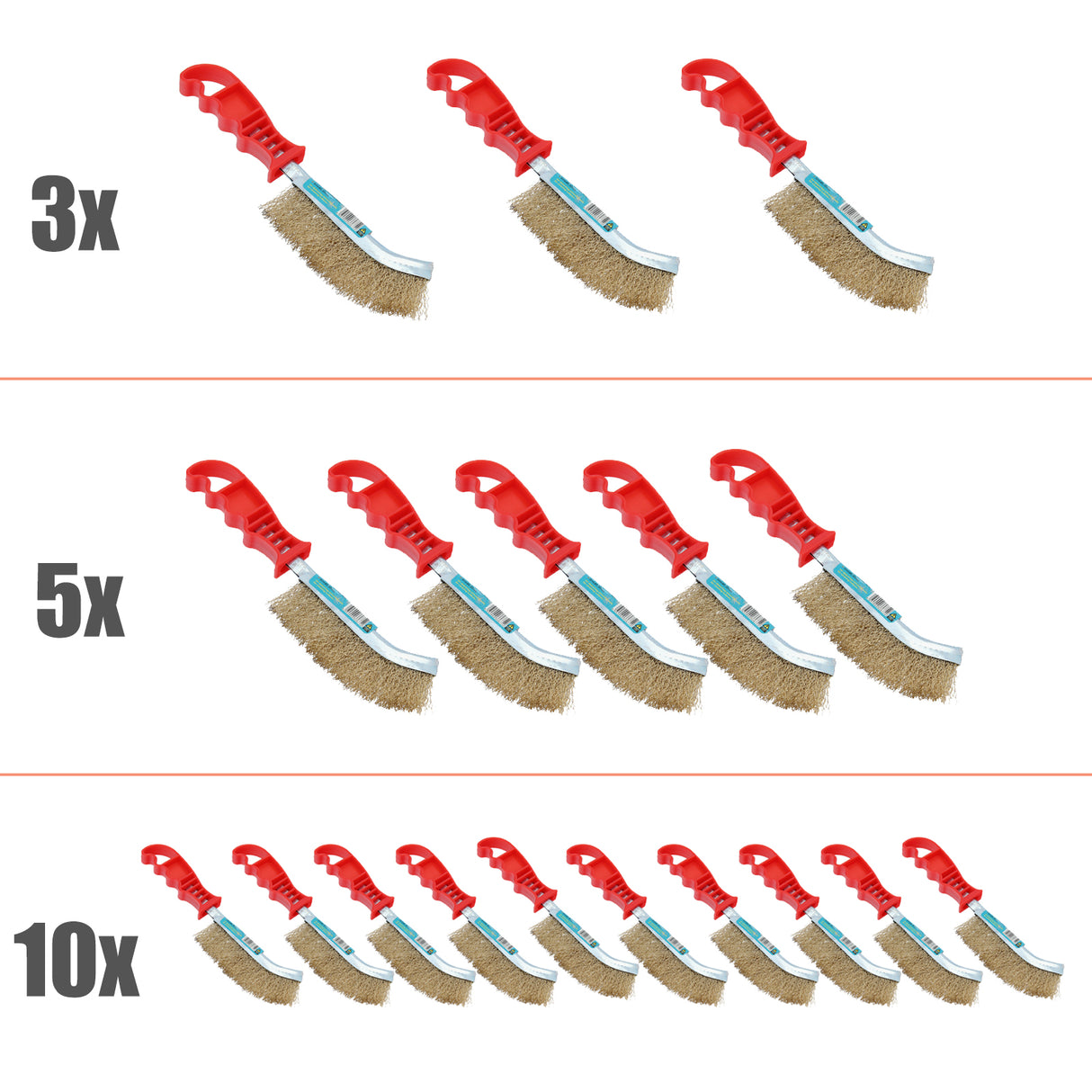 Brosse métallique Balai en acier Brosse en acier Brosse à main Brosse en laiton Brosse de frein 3/5/10