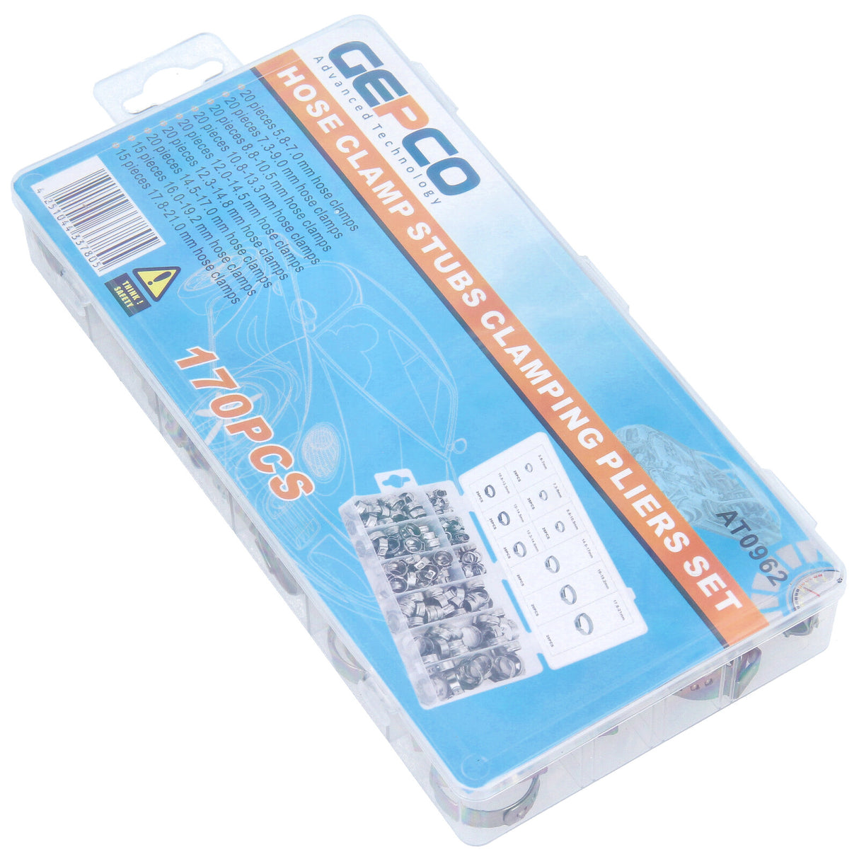 Jeu de 170 pinces pour colliers de serrage en acier inoxydable, 1 collier à oreille de 5,8 à 21 mm + pince