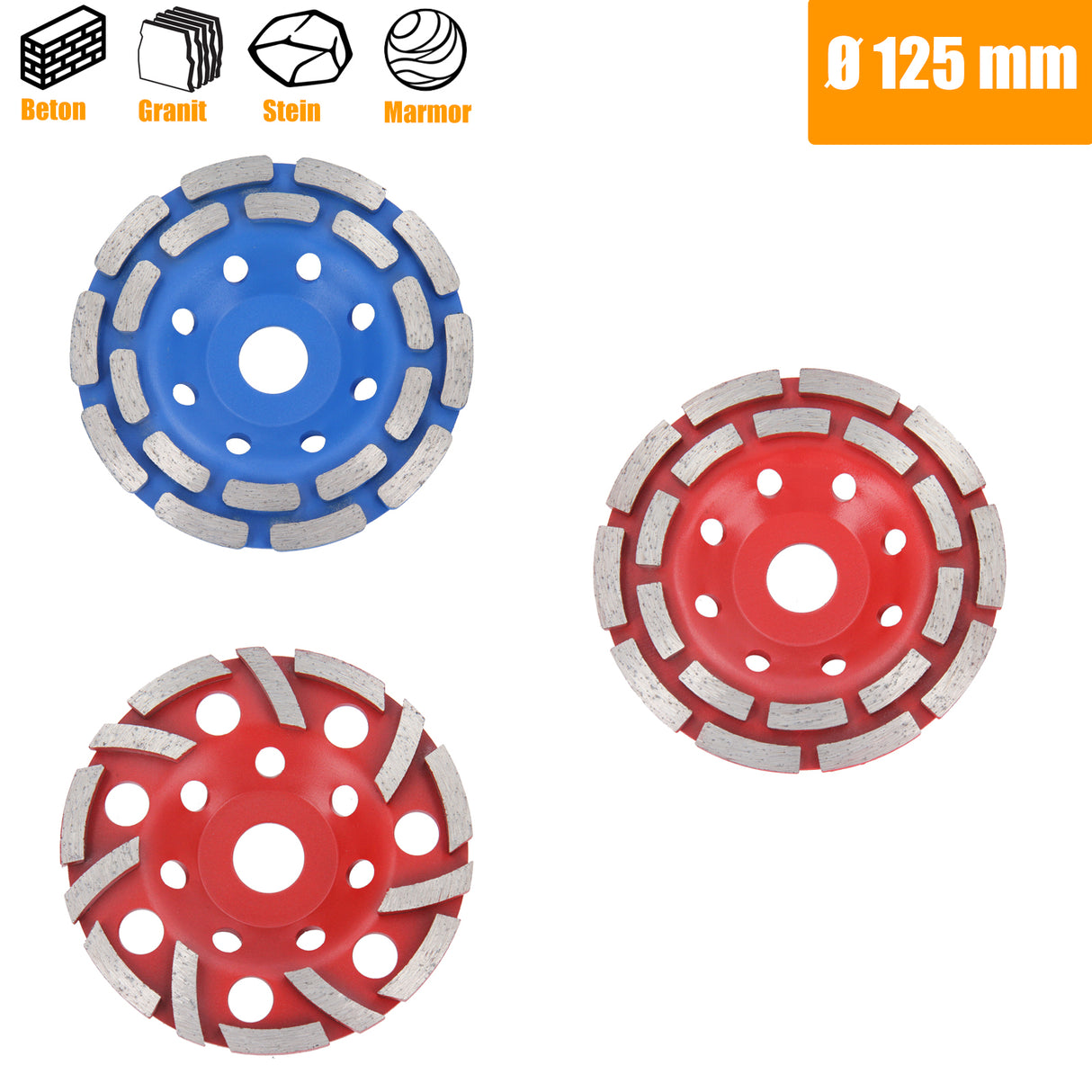 Disque de meulage diamanté à double rangée/Turbo Meule à béton Ø 125 mm