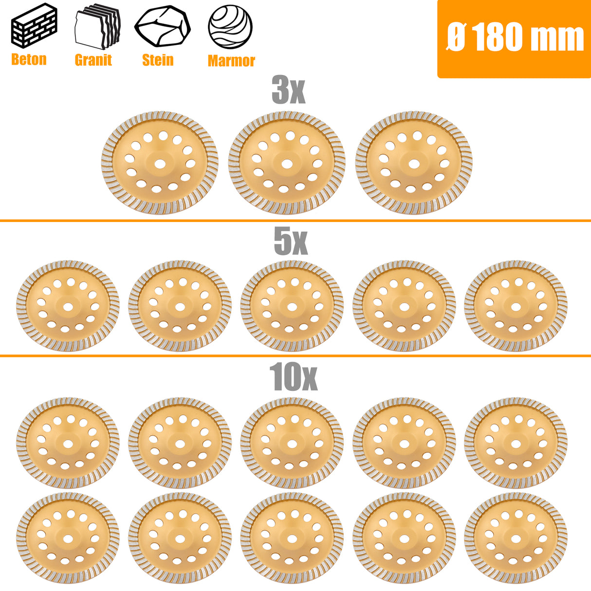 Disque de meulage diamanté professionnel pour meule à béton Ø 180 mm