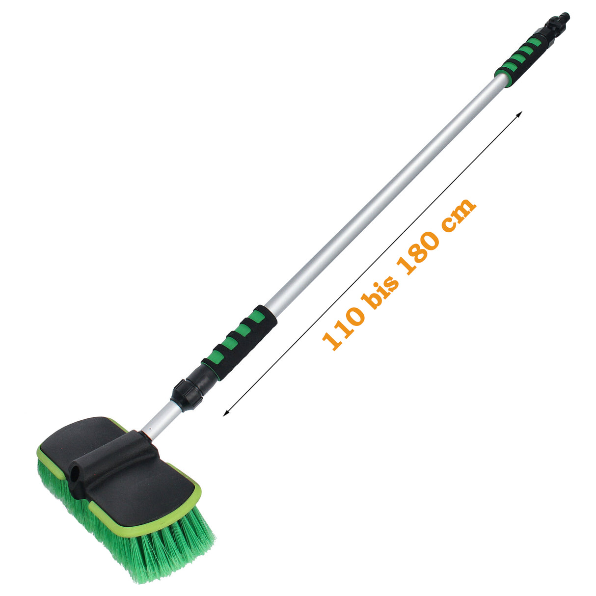 Brosse de lavage de voiture télescopique 110 – 180 cm avec jet d'eau pour véhicule camion voiture