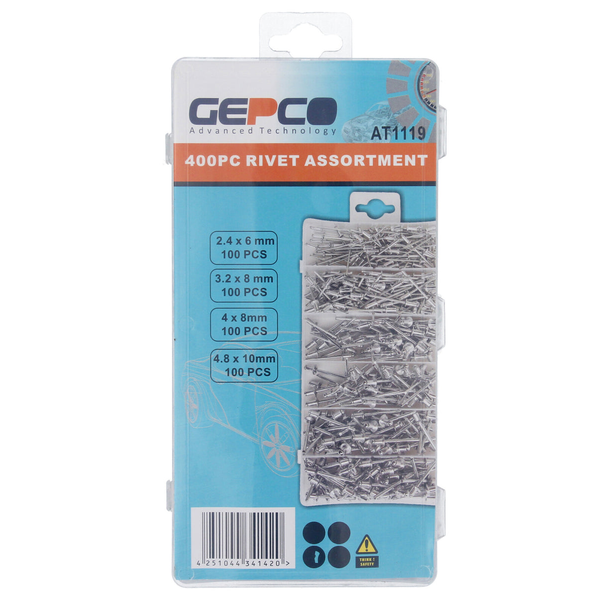 Assortiment de rivets aveugles, jeu de rivets pop, rivets pop aluminium/acier 2,4-4,8 400 pièces