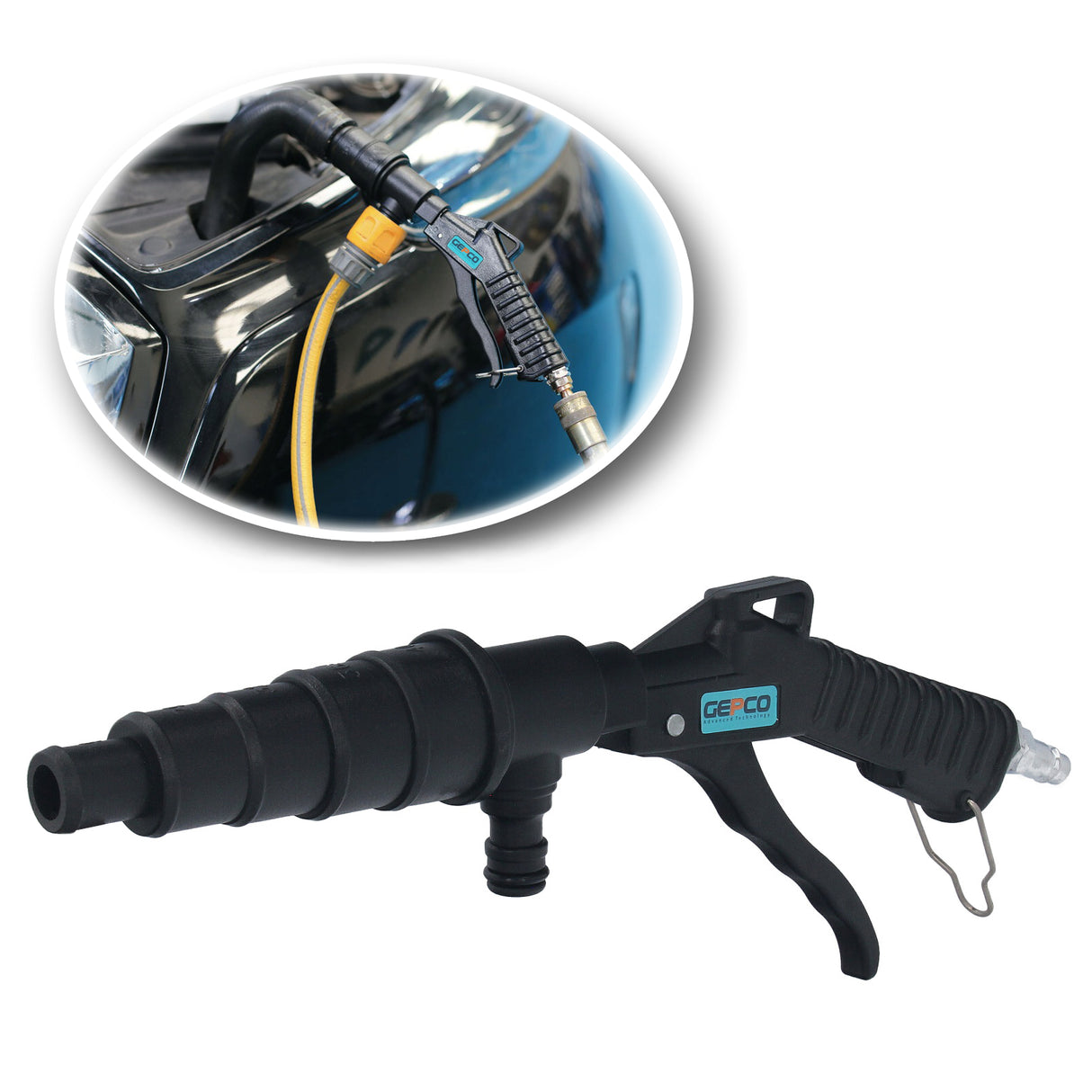 Pistolet de nettoyage du système de refroidissement, nettoyage du radiateur, rinçage du tuyau du radiateur, air comprimé du véhicule