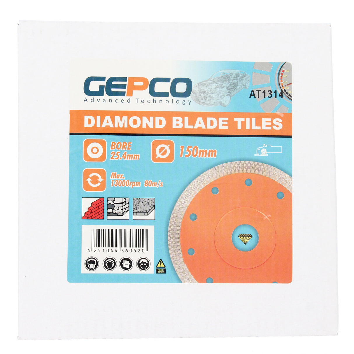 Disque à tronçonner diamanté pour carrelage diamètre 150 mm alésage 25,4 mm