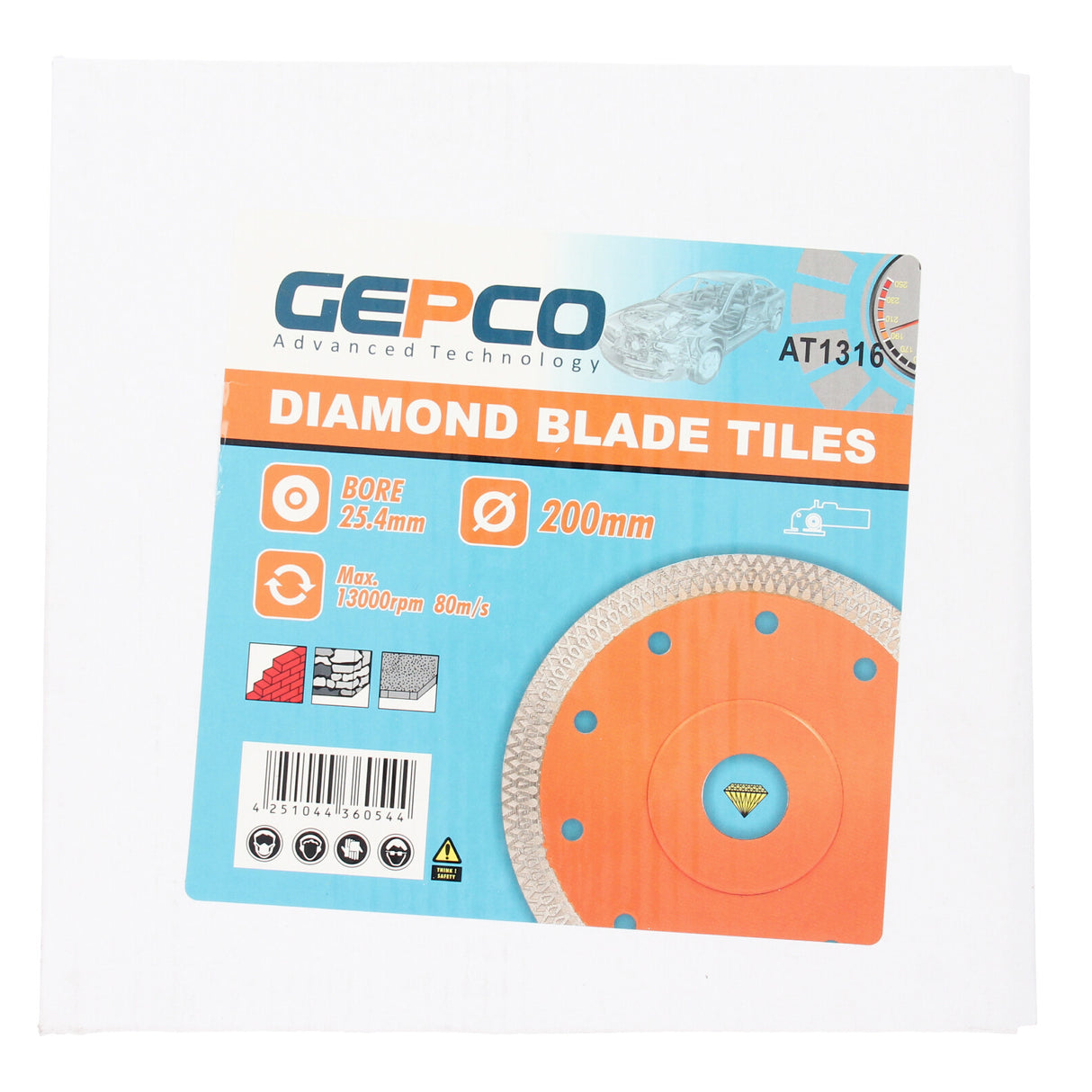 Disque à tronçonner diamanté pour carrelage diamètre 200 mm alésage 25,4 mm