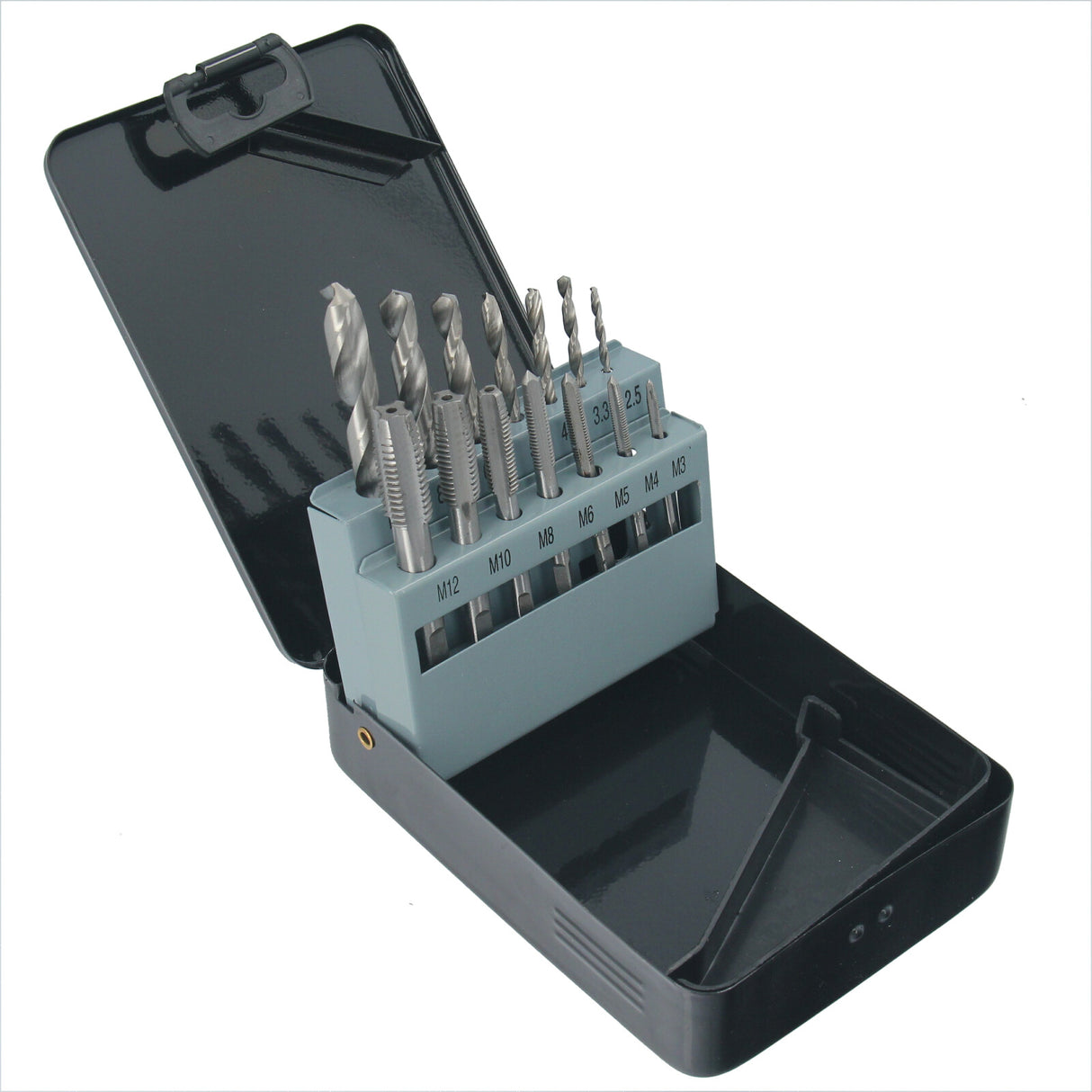 Ensemble de forets hélicoïdaux GEPCO pour tarauds et tarauds HSS M3-M12, 14 pièces