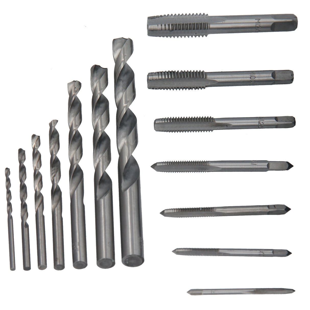 Ensemble de forets hélicoïdaux GEPCO pour tarauds et tarauds HSS M3-M12, 14 pièces