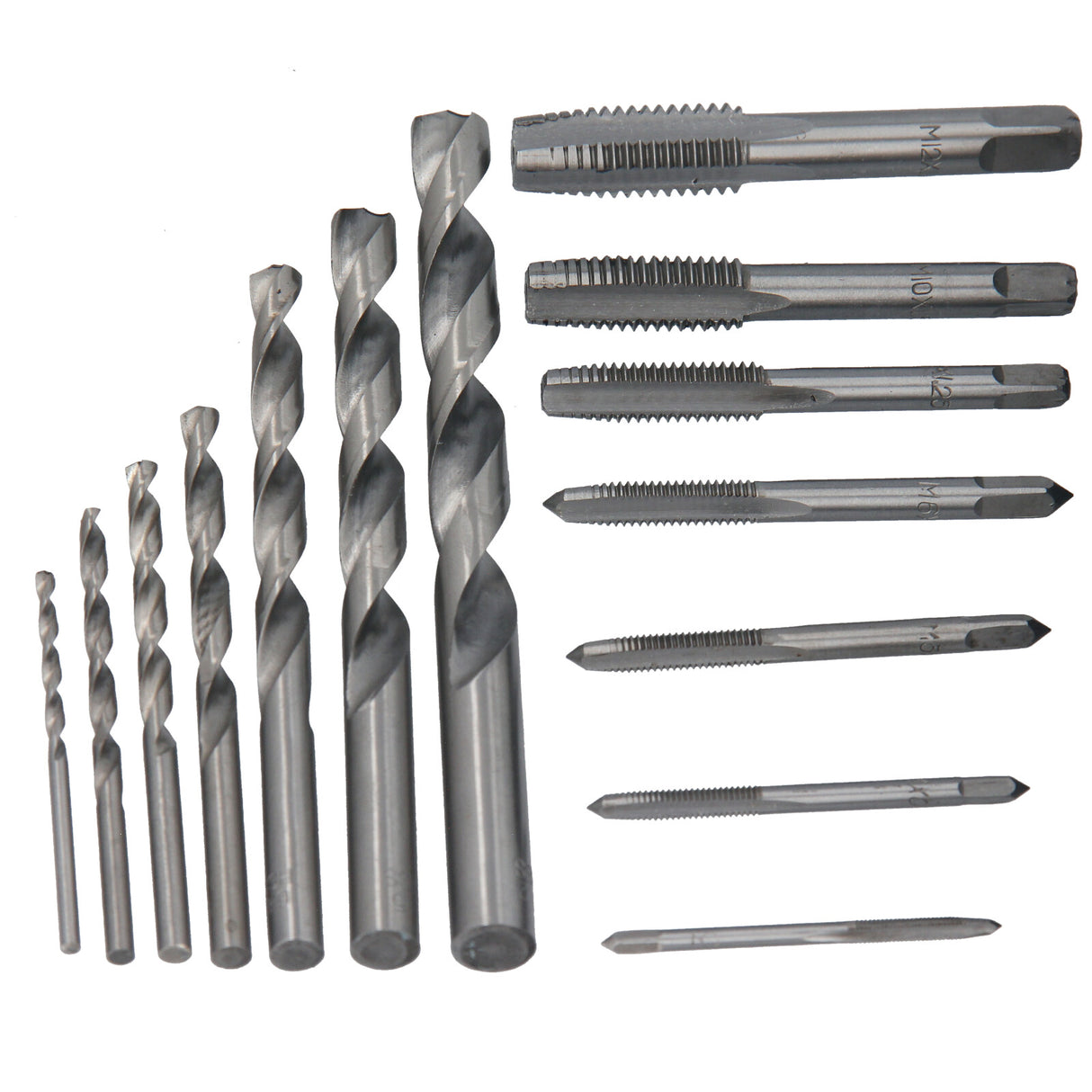 Ensemble de forets hélicoïdaux GEPCO pour tarauds et tarauds HSS M3-M12, 14 pièces