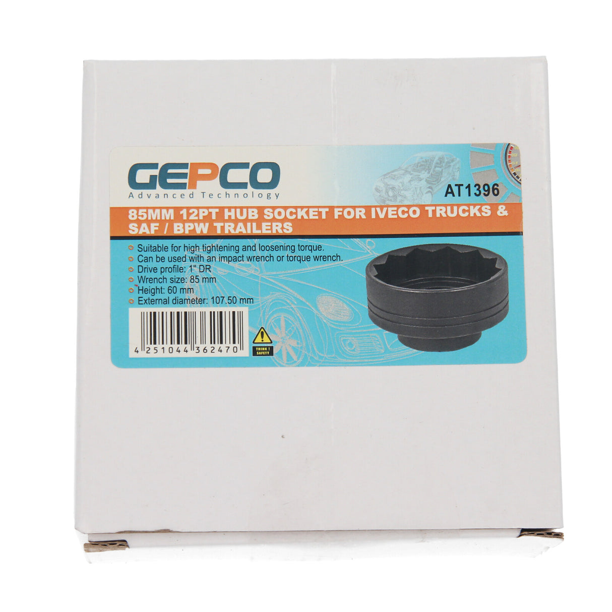 Clé à moyeu douze pans GEPCO 85 mm pour écrous de moyeu de remorque SAF BPW pour camion IVECO