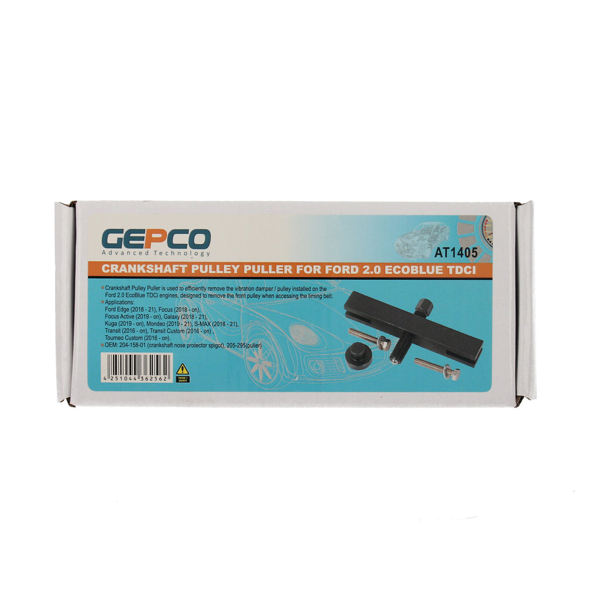 Extracteur de poulie d'amortisseur de vibrations GEPCO pour Ford 2.0 Ecoblue TDCi