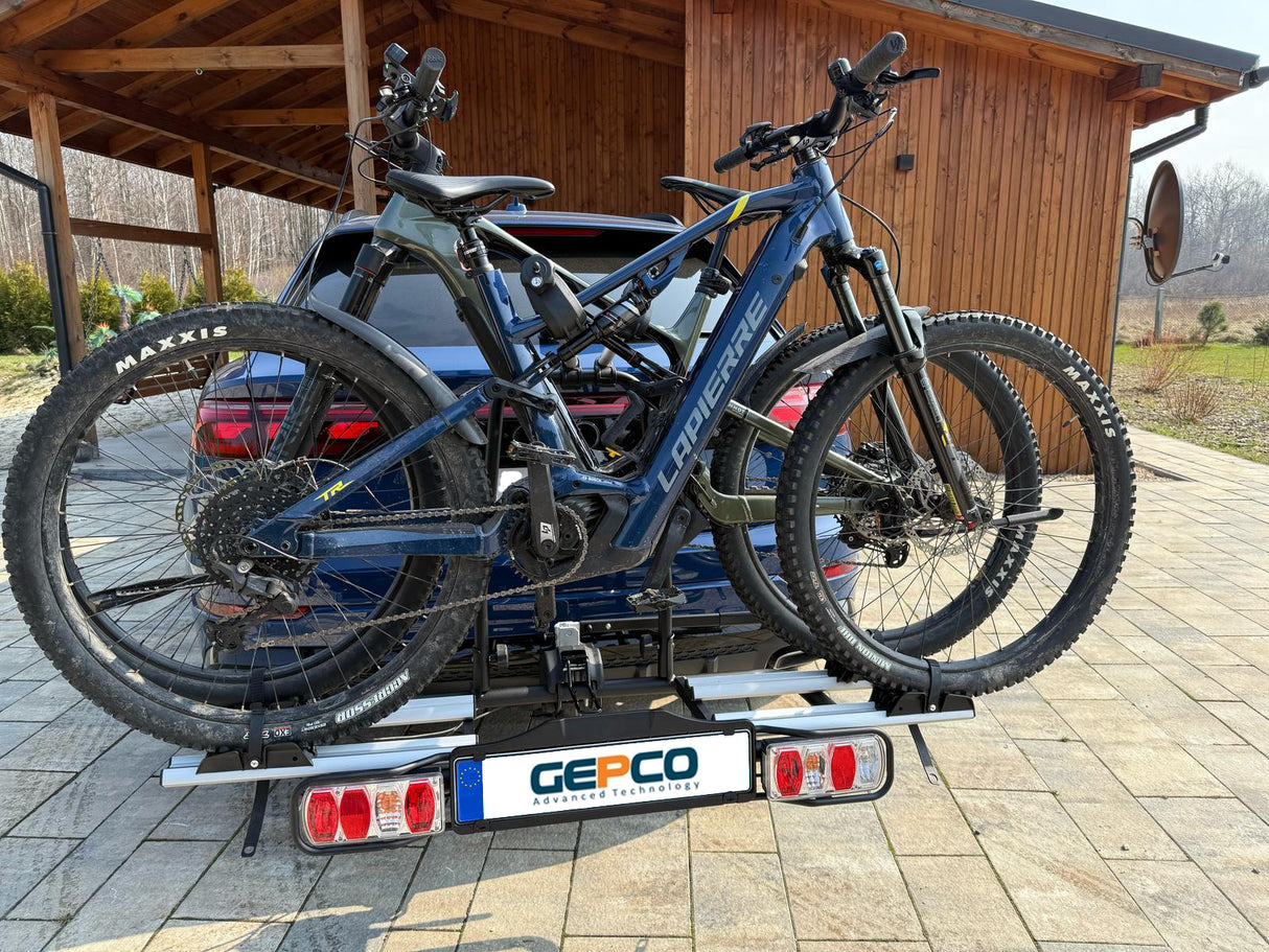 Porte-vélos GEPCO pour 2 vélos Porte-vélos arrière pour vélos électriques avec barre de remorquage 60 kg