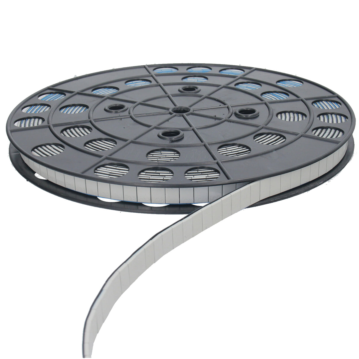 Präzise, verzinkte 5g-Klebegewichte auf Rolle mit Blue-Tape-Klebeband.