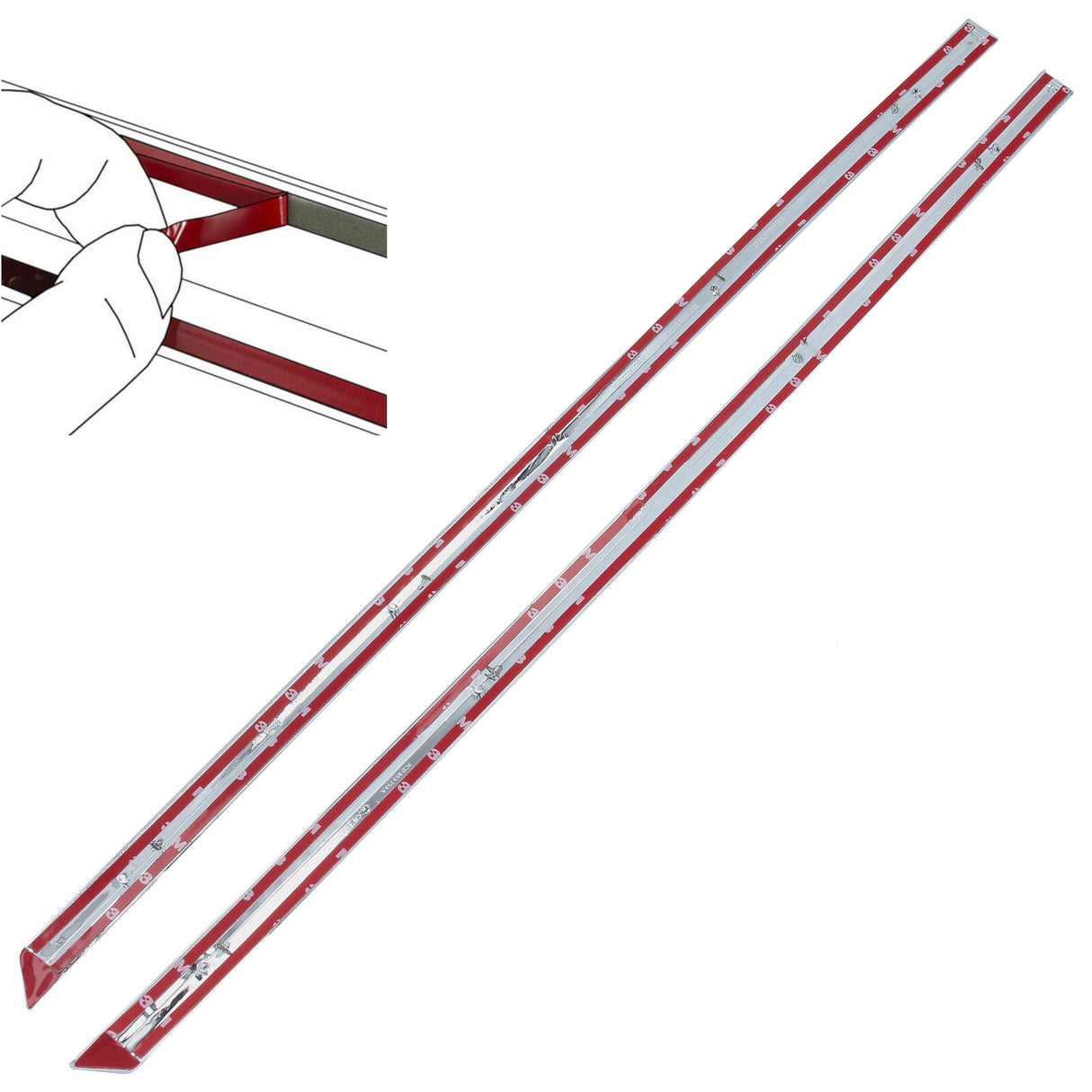 GEPCO ZIERLEISTEN set for VW Passat B6, front and rear door trims, easy installation shown in image.