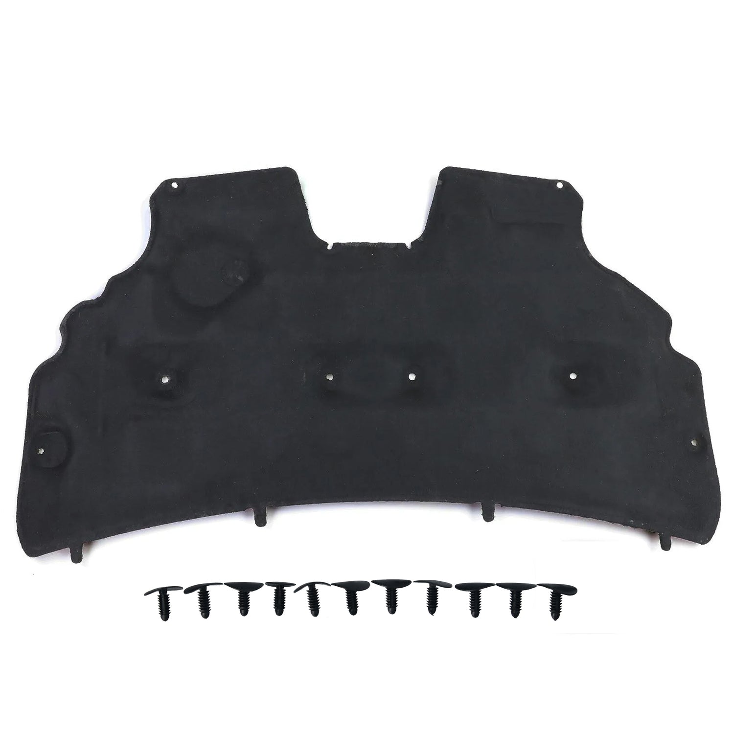 Ford Fiesta VI engine hood insulation mat with black protective material and multiple mounting clips visible along the bottom edge - front view