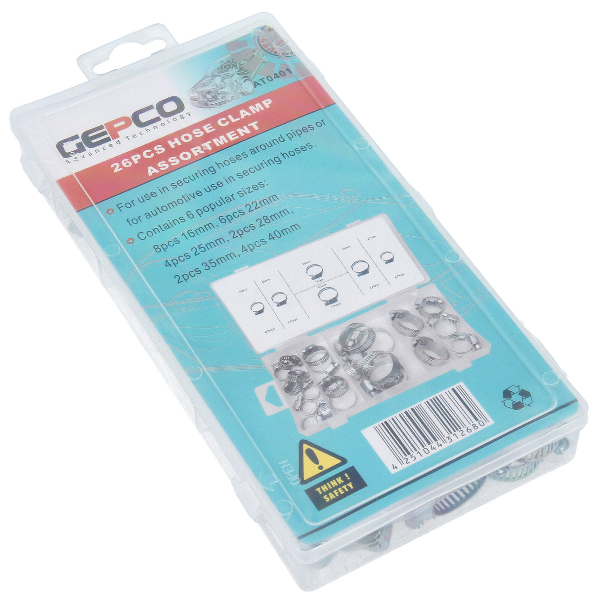 Assortiment de 26 colliers de serrage pour tuyaux, 16 à 40 mm