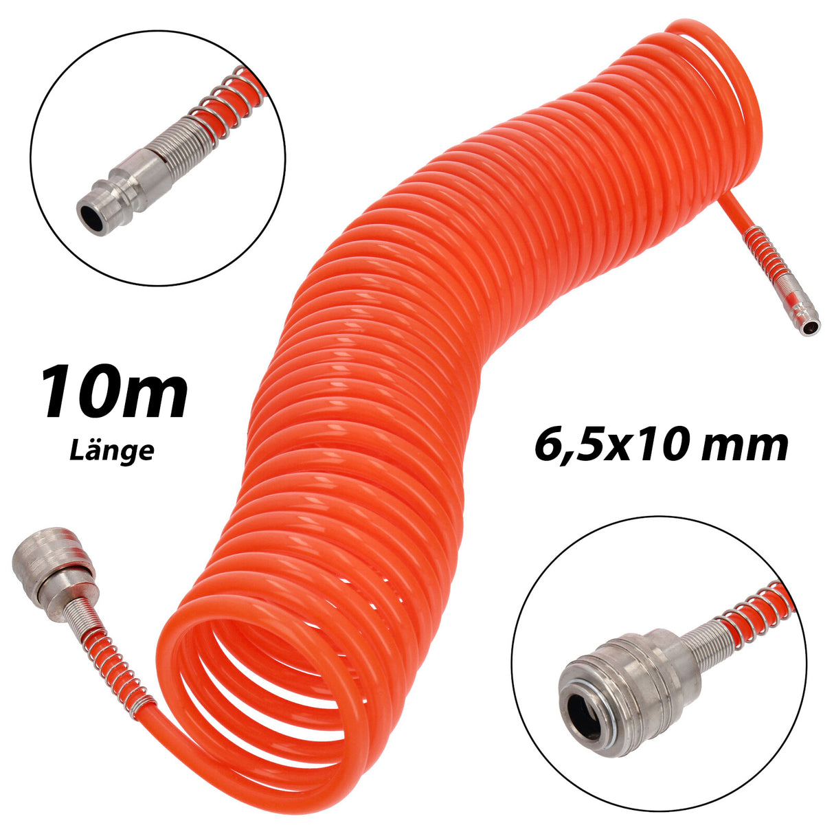Tuyau spiralé pour air comprimé 1/4' PE 6,5x10mm 10m