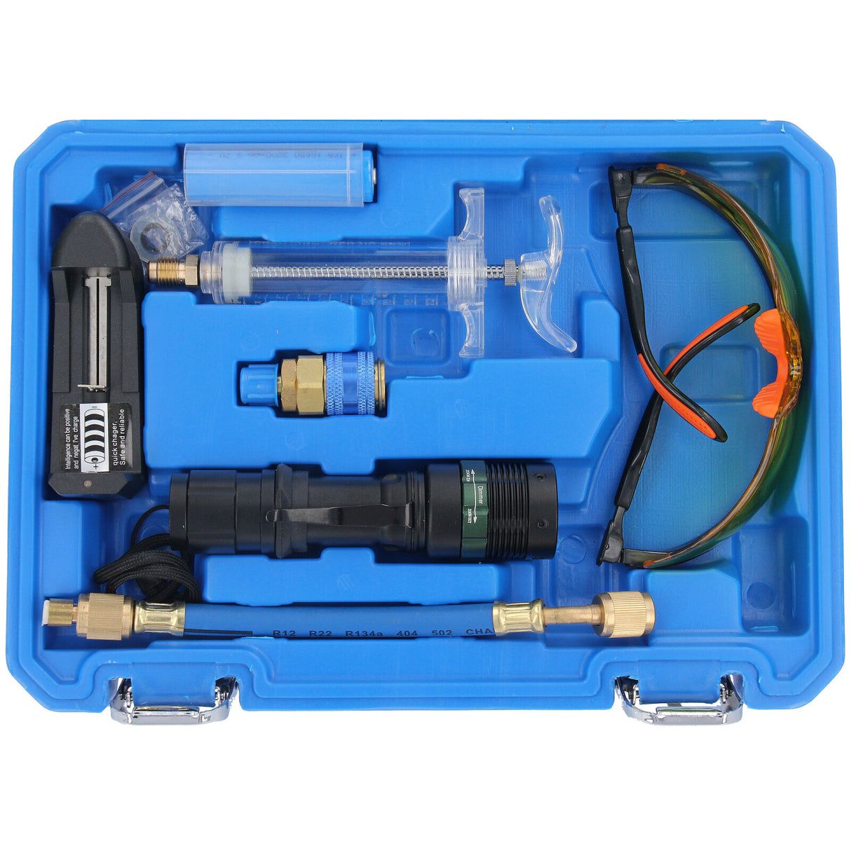 Kit de détection de fuite UV lampe LED de climatisation adaptateur lunettes de protection R407c R410a /R134A pour véhicules - sans agent de contraste