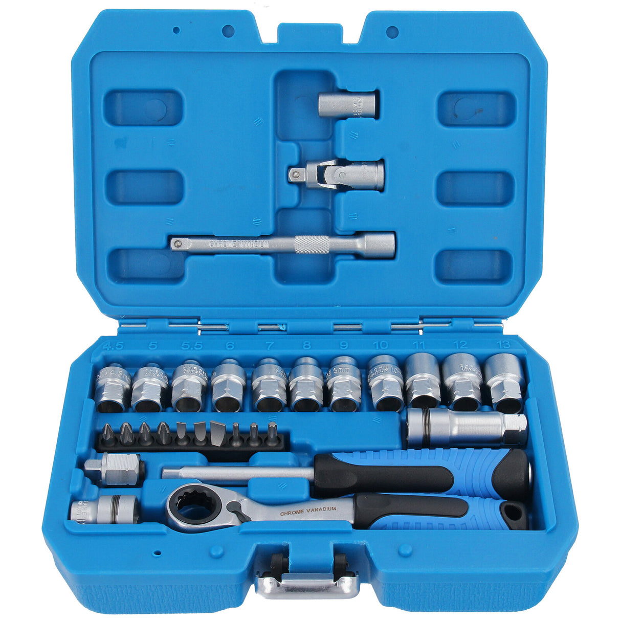 Coffret de 29 clés à douille 1/4 pouce à cliquet Torx multi-dents et écrous