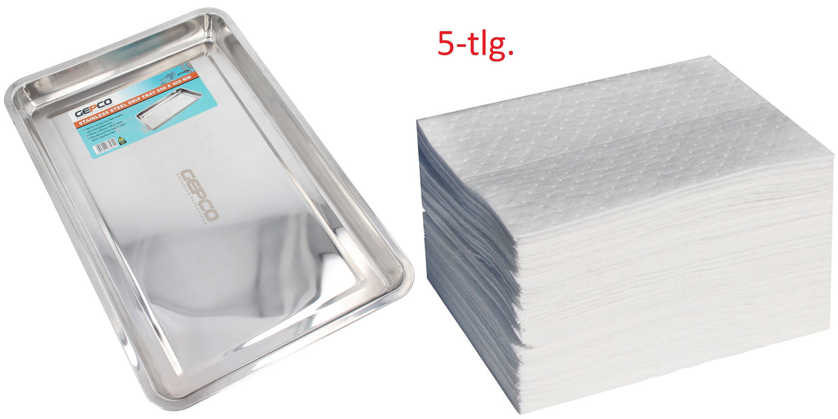Bac de récupération d'huile GEPCO bac de récupération d'huile en acier inoxydable avec chiffons absorbants d'huile