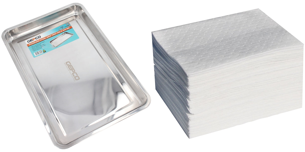 Bac de récupération d'huile GEPCO bac de récupération d'huile en acier inoxydable avec chiffons absorbants d'huile