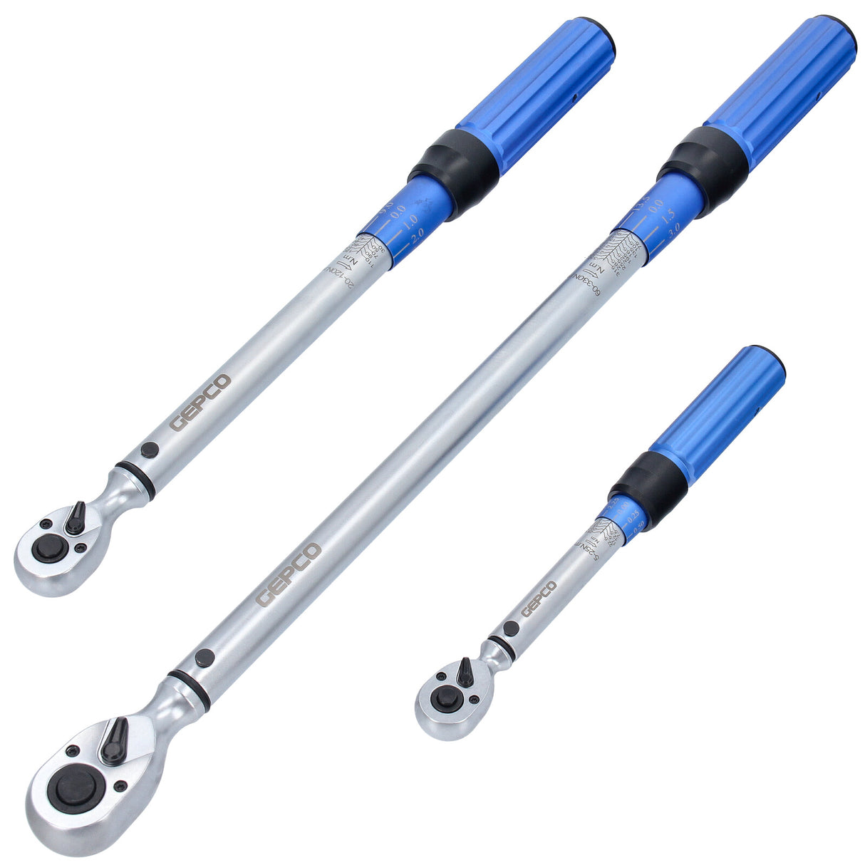 Jeu de clés dynamométriques 1/2" 60 - 330 Nm + 3/8" 20 - 120 Nm + 1/4" 5 - 25 Nm