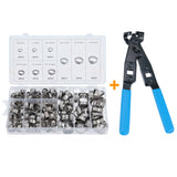 Ensemble de colliers de serrage en acier inoxydable de 170 pièces, colliers à oreille de 5,8 à 21 mm + pince de serrage de 1/2"