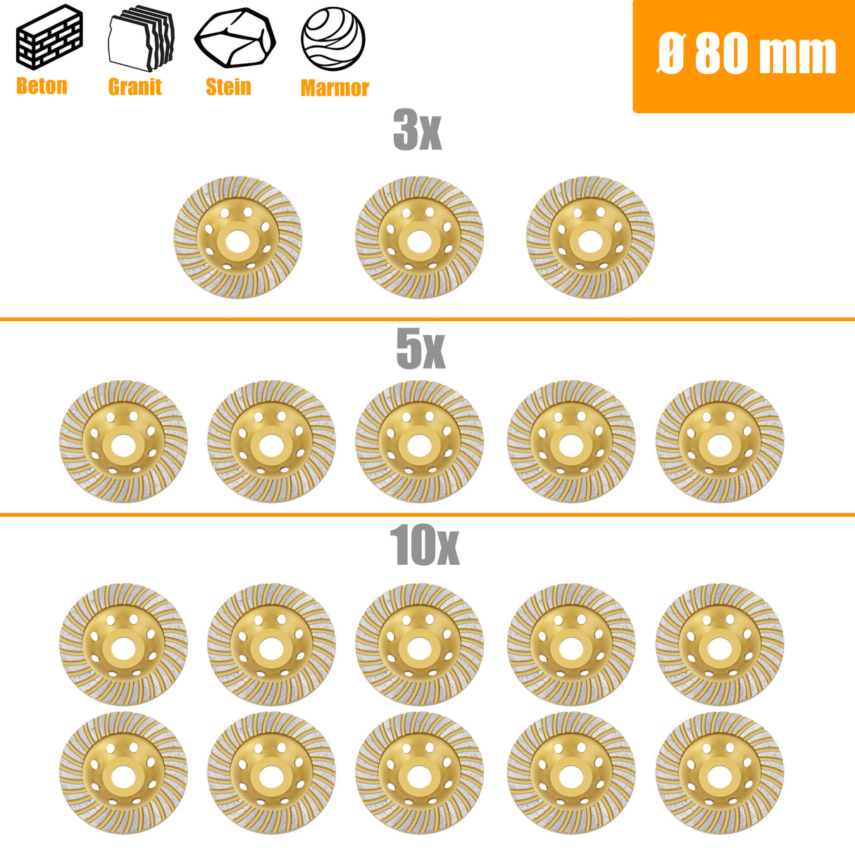 Disque de meulage diamanté professionnel pour meule à béton Ø 80 mm