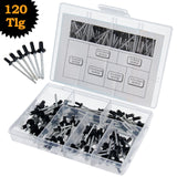 Assortiment de rivets aveugles 2.4 3.0 3.2 4.0 rivets pop à tête plate en aluminium/acier 120 pièces