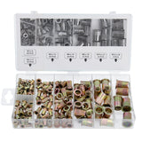 155 pièces Assortiment d'écrous à riveter en acier, jeu d'écrous à riveter aveugles, écrous à riveter M3-M12
