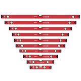 Jeu de 10 niveaux à bulle 30-40-50-60-80-90-100-120-150-180 cm, aluminium 1.2