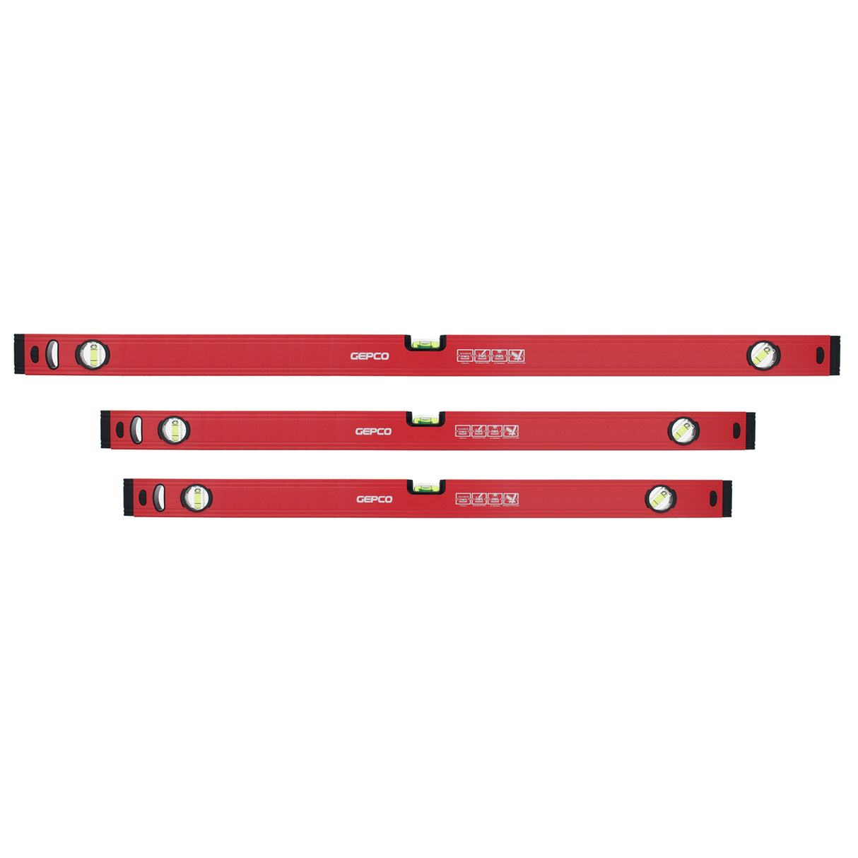 Jeu de 3 niveaux à bulle 90, 100, 150 cm, niveau, échelle de mesure, niveau de construction, aluminium 1,2 mm