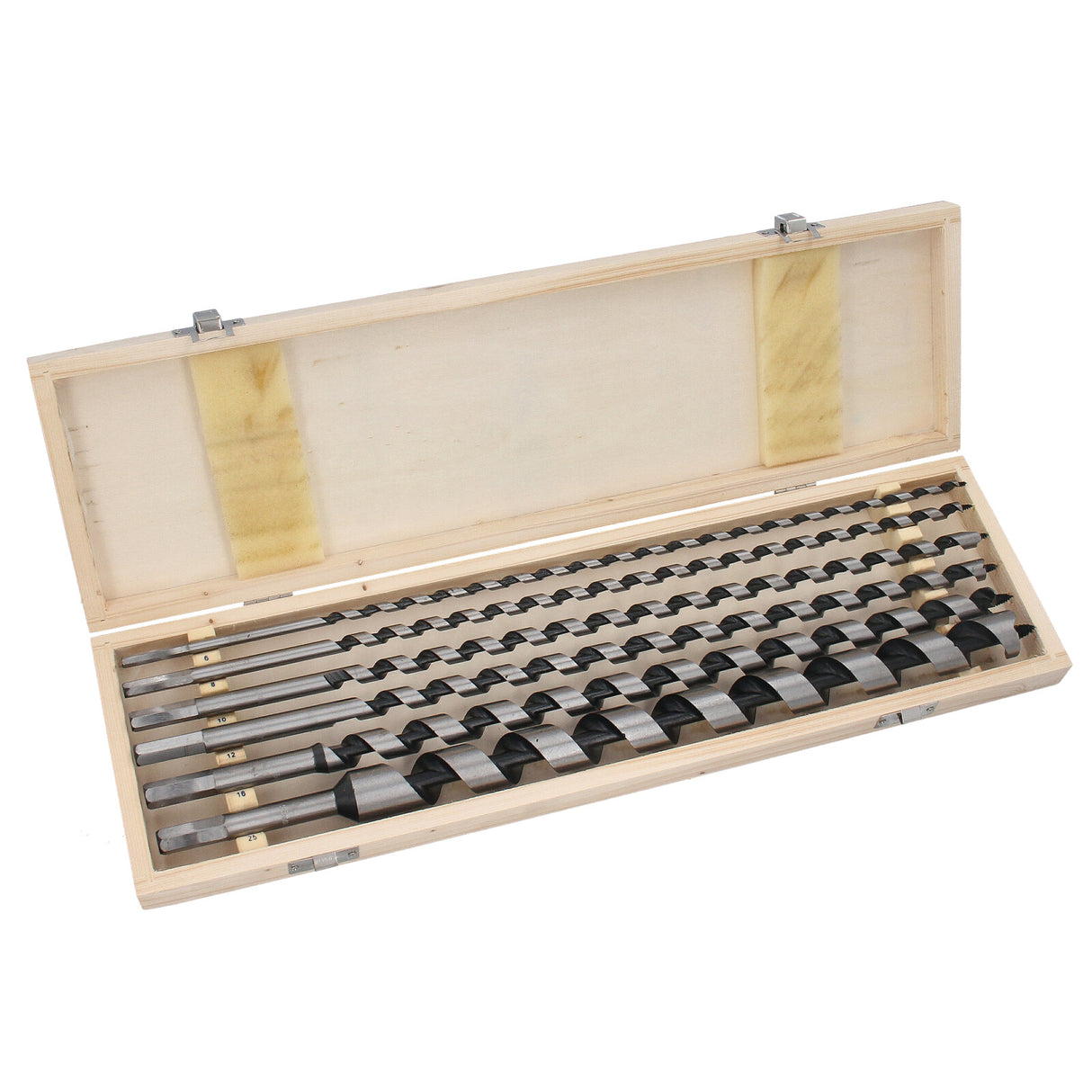 Coffret de 6 forets à bois, forets hélicoïdaux, forets hélicoïdaux, diamètre 6-25 mm, longueur 460 mm