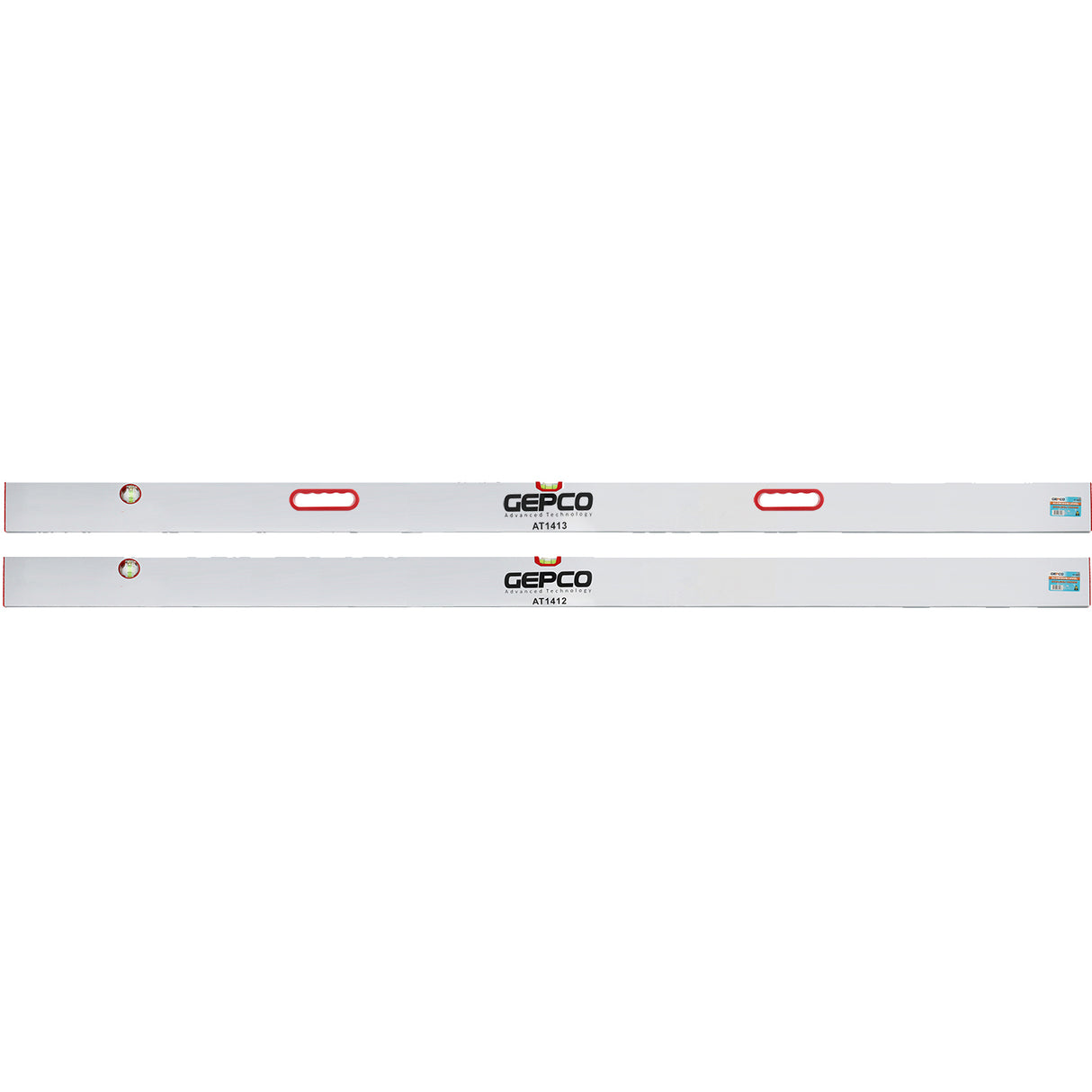 Jeu de 2 règles GEPCO 200-200 cm avec poignées en aluminium et 2 niveaux à bulle