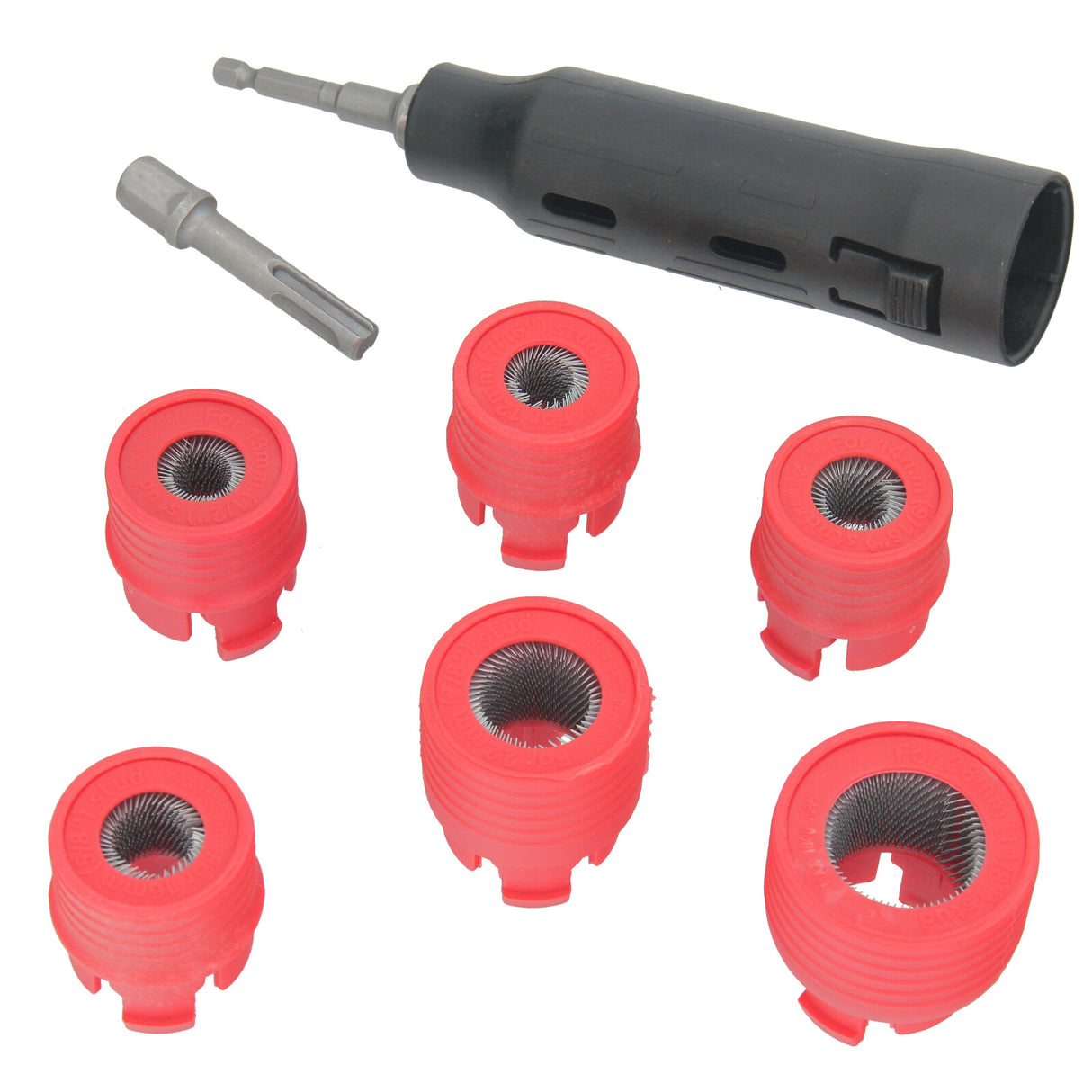 Radbolzen-Reinigungswerkzeug-Set 9-tlg. 1/2" mit M12 M13 M14 M16 M22 M28 Bürsten
