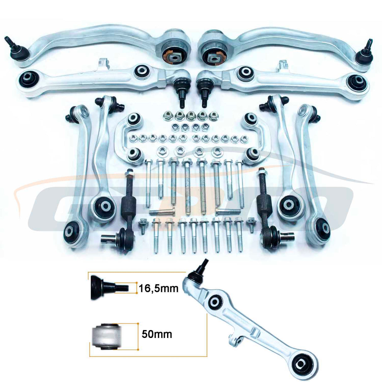 ENSEMBLE DE BRAS DE SUSPENSION Audi A6, A6Q VW Passat - taille du cône - 16 mm